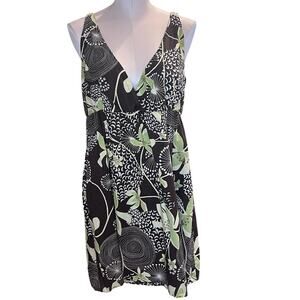 Old Navy‎ Y2K Babydoll Dress V-Neck Size L Forest Fairy Brown Dark Floral Short